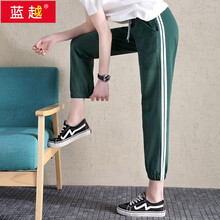 藍(lán)越 高腰 直筒褲 女 九分褲 休閑褲