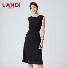 LANDI 純色 綁帶 連衣裙