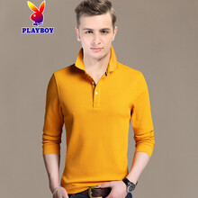 花花公子（PLAYBOY） 長袖 男士T恤 【9829黃色】 S，XL，L，M，XXL，XXXL
