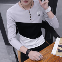 茜靚（Chyllirn） 長(zhǎng)袖 男士T恤 700灰色 XL