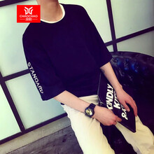 C2潮朝（C2CHAO CHAO） 七分袖 男士T恤 五分短袖字母黑色 XL，L，M，XXL