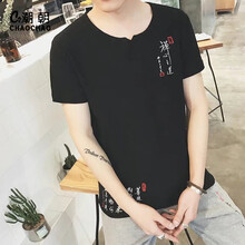 C2潮朝（C2CHAOCHAO） 短袖 男士T恤 黑色禪語(yǔ) XL，L，XXL，M，XXXL