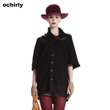 Ochirly欧时力新女冬装羊毛<em>混纺</em>中<em>长款</em>镂空毛衣