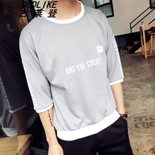 古萊登（GODLIKE） 七分袖 男士T恤 T01英文灰色七分袖 S，XL，L，M，XXL