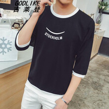 古萊登（GODLIKE） 七分袖 男士T恤 T02笑臉黑色七分袖 S，XL，L，XXL，M