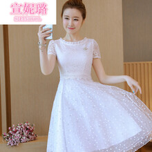 宣妮璐（SHANRYOL） 純色 鉚釘，拼接，鏤空，蕾絲，紗網(wǎng) 連衣裙