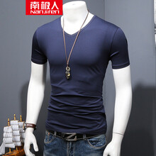 南極人（Nanjiren） 短袖 男士T恤 寶藍色V領(lǐng) S，XL，L，XXXL，XXL，M