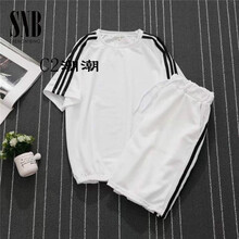 C2潮朝（C2 CHAO CHAO） 五分袖 男士T恤 白色三桿套裝單套裝 S，XL，L，M，XXL