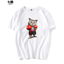七酷 短袖 男士T恤 白色LOVE貓 S，XL，L，加大，M，XXL，XXXL