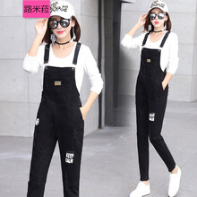 路米菈（LUMILA） 高腰 背帶褲 女 九分褲 休閑褲