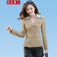 秋装新款2014小西装女外套 短款格子毛呢小西