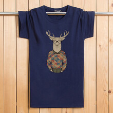 奧茵芬 短袖 男士T恤 藏青色 短袖鹿 M