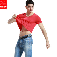 VENI MASEE 短袖 男士T恤 莫代爾V領(lǐng)-本命年紅色 XL，L，XXL，M