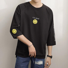古仕卡特 七分袖 男士T恤 黑色 XL，L，XXL，XXXL，M