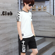 阿尼三 短袖 男士T恤 01款 白T+五分褲 