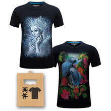 K L B ZHE 短袖 男士T恤 冰女+花鳥 S，XL，L，加大，M，XXL，XXXL