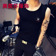 奧茵芬 短袖 男士T恤 【背心】瑪莎-黑色 S