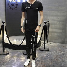 凌登（LingDeng） 短袖 男士T恤 箭頭【上裝+下裝黑色】 XL，L，M，XXL，XXXL