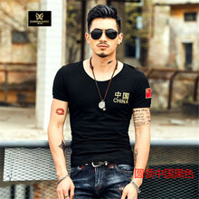 C2潮朝（C2 CHAO CHAO） 短袖 男士T恤 圓領(lǐng)中國黑色 XL，L，XXL，XXXL，M