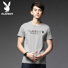 花花公子（PLAYBOY） 短袖 男士T恤 灰色1817 L
