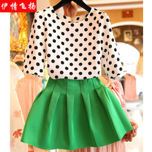 4夏装新款女装时尚休闲短款娃娃领雪纺衫配短