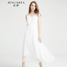 京莎（jingsha） 純色 露肩 連衣裙