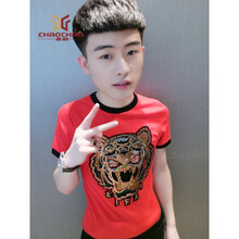 C2潮朝（C2 CHAO CHAO） 短袖 男士T恤 紅色 S，XL，L，M，XXL，XXXL