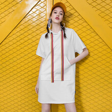 Pass 純色 口袋，系帶 連衣裙