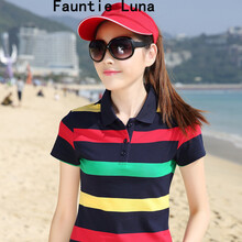 Fauntie Luna 條紋 短袖 T恤 女 POLO領