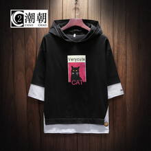 C2潮朝（C2 CHAO CHAO） 七分袖 男士T恤 黑色 S，XL，L，XXL，XXXL，M