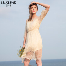 洛詩琳（LUXLEAD） 純色 蝴蝶結，蕾絲 連衣裙