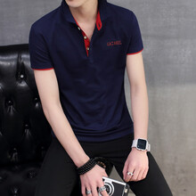 麥杰姆 短袖 男士T恤 深藍(lán)紅領(lǐng) XL，L，XXL，M，XXXL