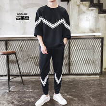 古萊登（GODLIKE） 七分袖 男士T恤 黑色一杠 XL，L，M，XXL，XXXL