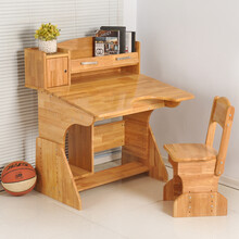 松柏合 松木书桌书架组合 实木书桌子 简约电脑