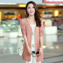 安迪吉仕2014秋装韩版中长款针织衫女开衫长