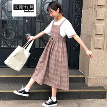 長街九月 純色 背帶 連衣裙