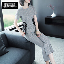 海青藍(lán)（CYANINE SEA） 高腰 喇叭褲 女 九分褲 休閑褲