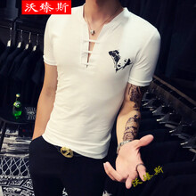 沃臻斯 短袖 男士T恤 頭像白色 XL，L，XXXL，M，XXL