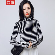 方茴 條紋 短袖 T恤 女 高領(lǐng)
