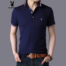 花花公子（PLAYBOY） 短袖 男士T恤 藏青色 XL，L，M，XXXL，XXL