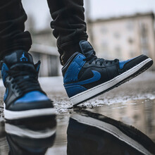 耐克（NIKE）籃球鞋AJ1小黑藍(lán)554724-412 