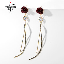 紅色玫瑰花耳釘