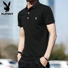 花花公子（PLAYBOY） 短袖 男士T恤 1222黑色 XL，L，XXXL，XXL，M