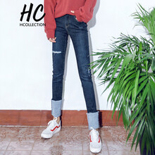 Hcollection 自然腰 鉛筆褲/小腳褲 女 長褲 牛仔褲