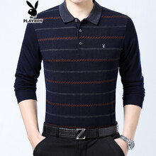 花花公子（PLAYBOY） 長袖 男士T恤 藏青色 XL，L，M，XXL，XXXL
