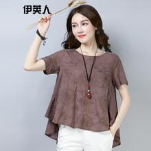伊莢人 刺繡 短袖 T恤 女 圓領(lǐng)