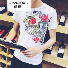 暢登（CHANGDENG） 短袖 男士T恤 新款紋身仙鶴 