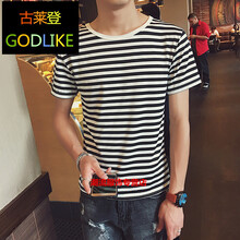 古萊登（GODLIKE） 七分袖 男士T恤 大條紋短 XL，L，M，XXL