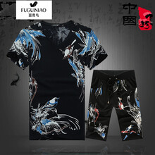 富貴鳥(niǎo)（FUGUNIAO） 短袖 男士T恤 黑衣+黑褲01 