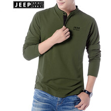 Jeep（吉普） 長(zhǎng)袖 男士T恤 軍綠色 